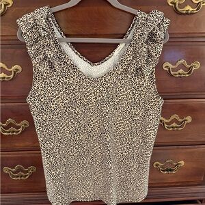 JODIFL Leopard Print Ruffle Tank Top